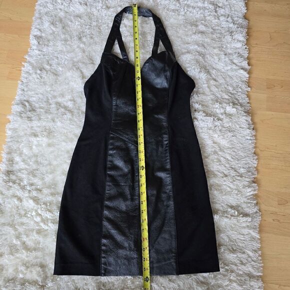 WILSONS Women's Halter Neck Mini Dress Black Size Small Leather Size Small Biker - Picture 8 of 13